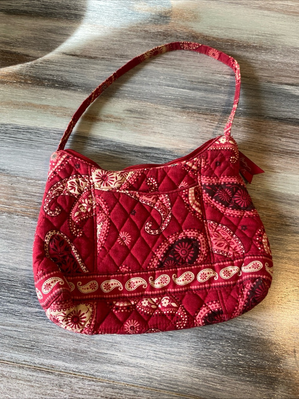 Vera Bradley cotton shoulder bag in their retired Mesa Red paisley pattern